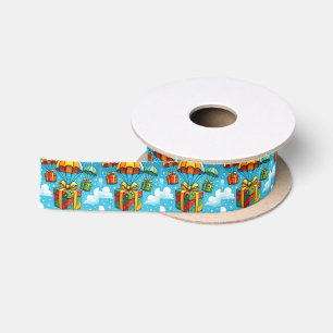 Christmas Gifts Delivery by Parachutes Satin Ribbon
