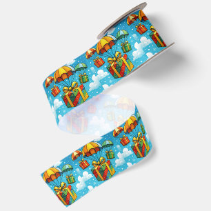 Christmas Gifts Delivery by Parachutes Satin Ribbon