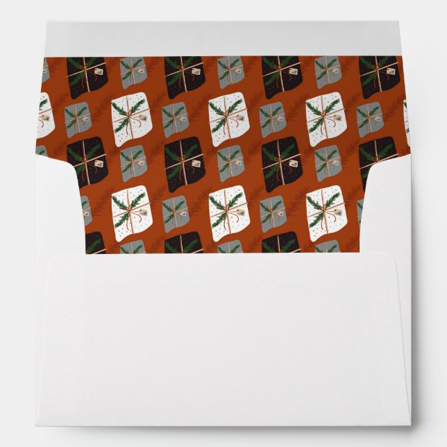 Christmas Gifts Foliage Orange Return Address Envelope (Back (Bottom))