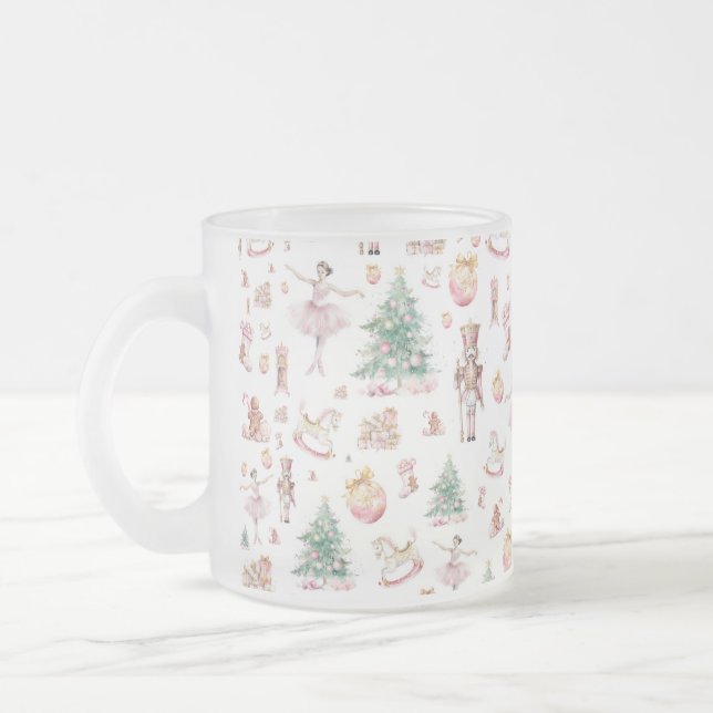 Christmas Gifts for All Ages| Festive | Nutcracker Frosted Glass Coffee Mug (Left)