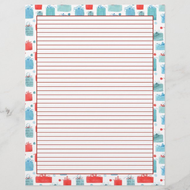 Christmas Gifts Holiday Letter Paper Lined Custom Letterhead (Front)