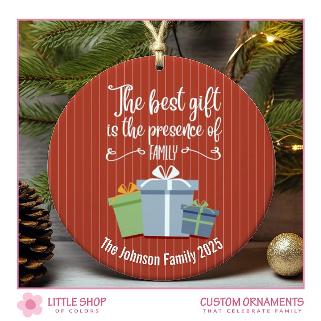 Christmas Gifts Holiday Message Monogram Ceramic Tree Decoration (Creator Uploaded)