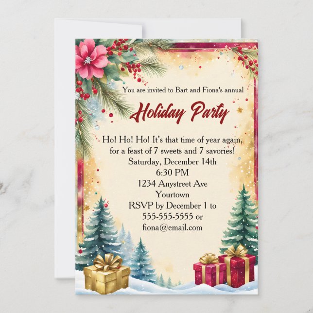 Christmas Gifts Holiday Party Invitation (Front)