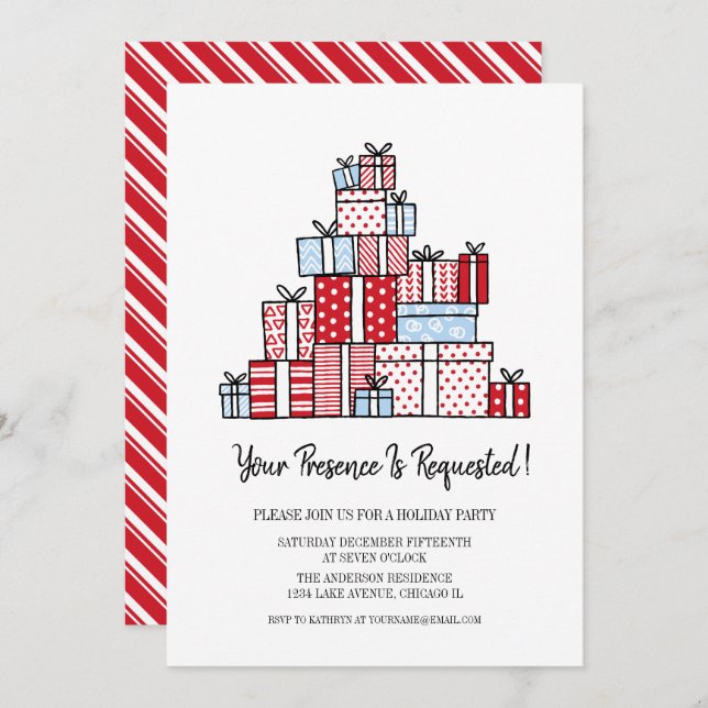 Christmas Gifts Holiday Party Invitation Card (Front/Back)