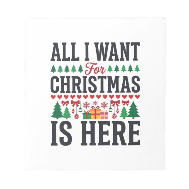 Christmas Gifts Holiday Typography Design Notepad (Front)