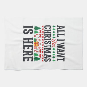 Christmas Gifts Holiday Typography Design Tea Towel