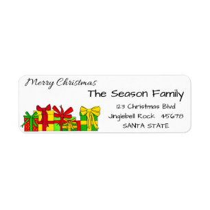Christmas gifts  Merry Christmas  address label