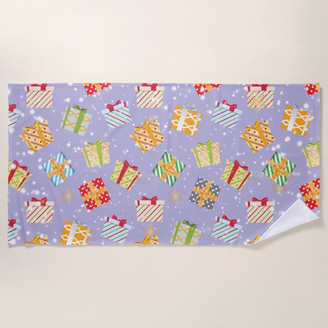 Christmas gifts pattern beach towel (Front)