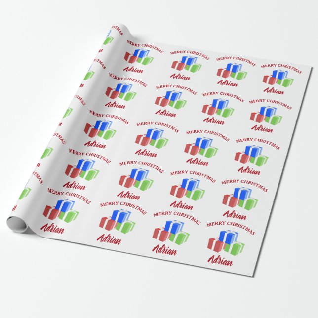 Christmas Gifts Pattern Customised Name Wrapping Paper (Unrolled)