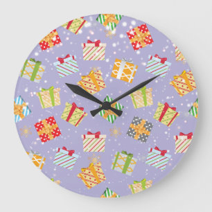 Christmas gifts pattern large clock