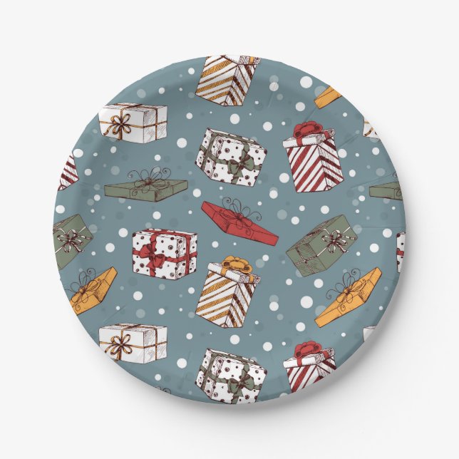 Christmas gifts pattern paper plate (Front)