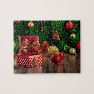Christmas Gifts Red Jigsaw Puzzle