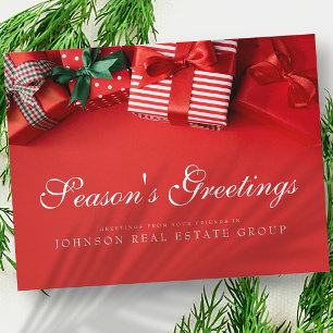 Christmas Gifts Red   Season's Greetings Postcard