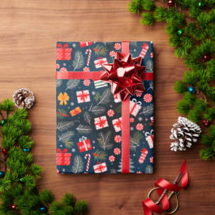 Christmas Gifts Ribbon Flower Wrapping Paper