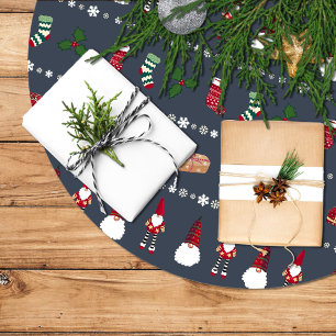 Christmas gifts, Santa Claus and snowflakes Brushed Polyester Tree Skirt