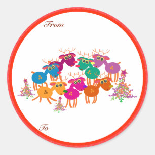 Christmas Gifts Tags: seven deers II Classic Round Sticker