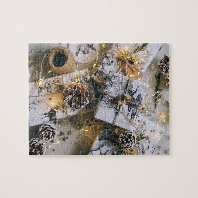 Christmas Gifts White Jigsaw Puzzle (Horizontal)