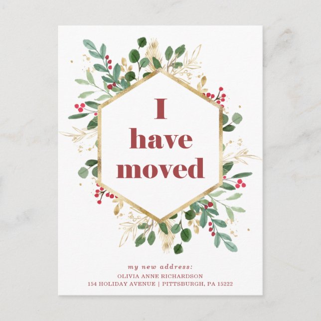 Christmas Gilded Greenery | Moving Announcement (Front)