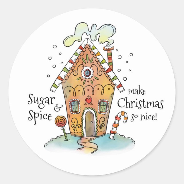 Christmas Ginger Bread House Classic Round Sticker (Front)
