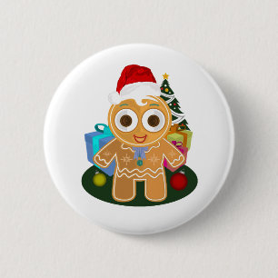 Christmas - Ginger Bread Man 6 Cm Round Badge
