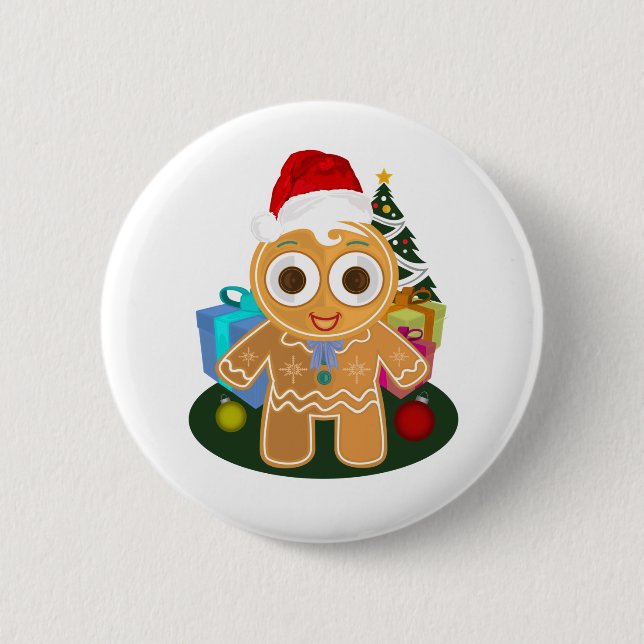 Christmas - Ginger Bread Man 6 Cm Round Badge (Front)