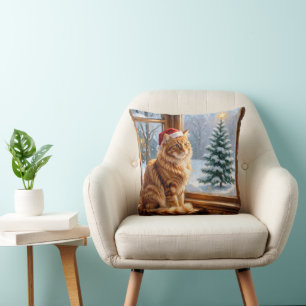 Christmas Ginger Cat Cushion