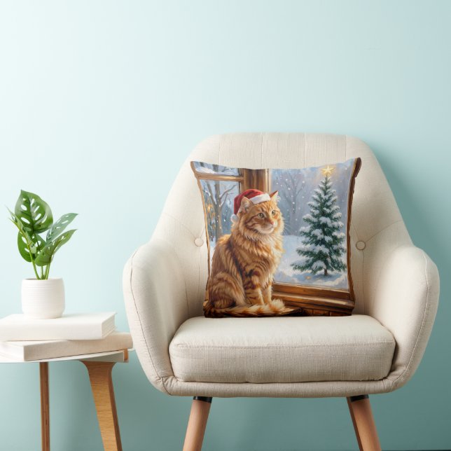 Christmas Ginger Cat Cushion (Chair)