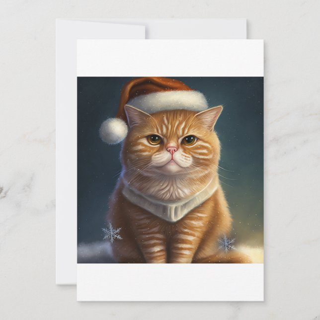   Christmas ginger cat gift T-Shirt Holiday Card (Front)