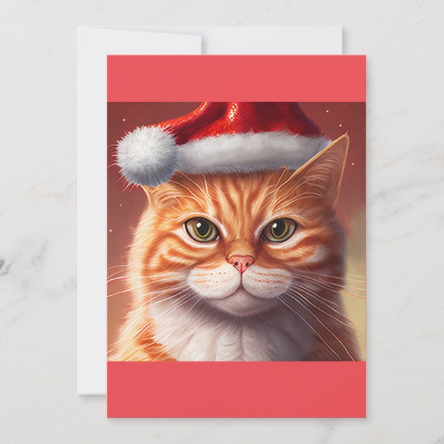   Christmas ginger cat gift T-Shirt Holiday Card (Front)
