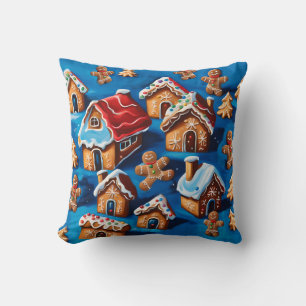 Christmas ginger Cookies Houses Trees Holiday deco Cushion