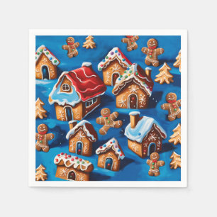 Christmas ginger Cookies Houses Trees Holiday deco Napkin