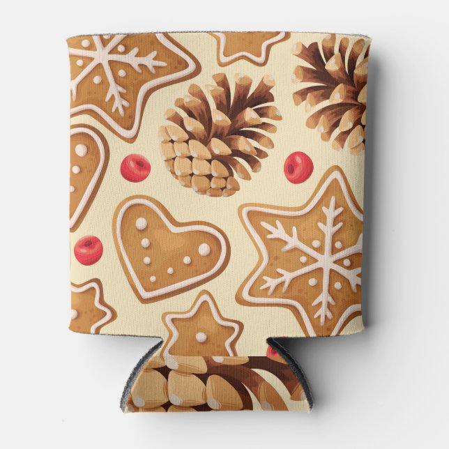Christmas Ginger: Festive Seamless Pattern. Can Cooler (Front)