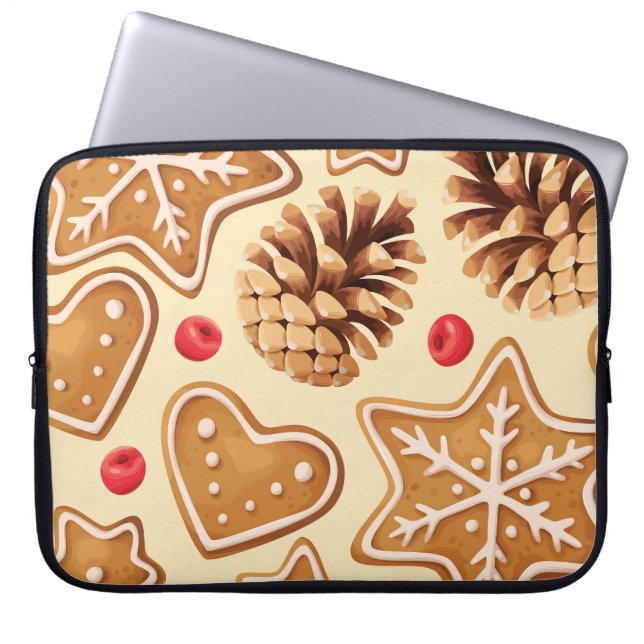 Christmas Ginger: Festive Seamless Pattern. Laptop Sleeve (Front)