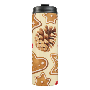 Christmas Ginger: Festive Seamless Pattern. Thermal Tumbler
