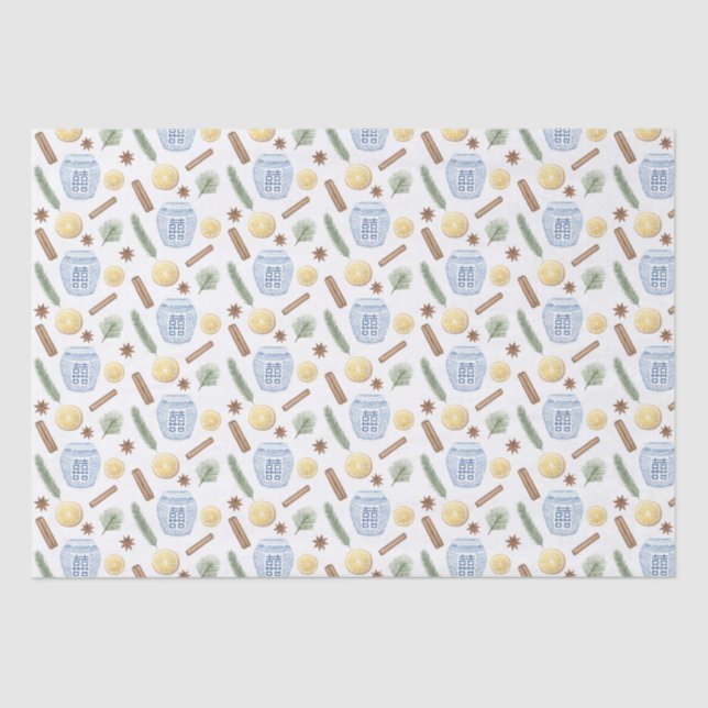 Christmas Ginger Jar Cinnamon Sticks Star Anise Tissue Paper (Front)