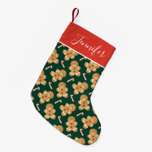 Christmas Gingerbread and Candy Cane Pattern Small Christmas Stocking