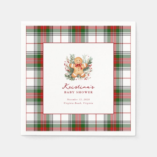 Christmas Gingerbread Baby Shower Cocktail Napkin  (Front)