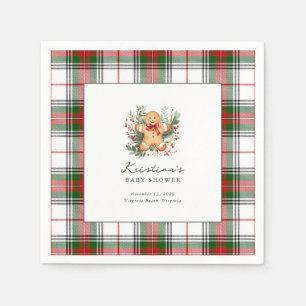 Christmas Gingerbread Baby Shower Cocktail Napkin 
