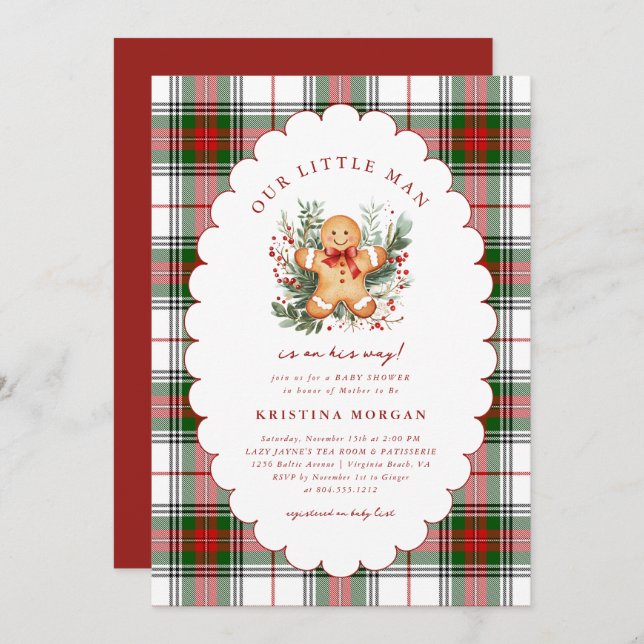 Christmas Gingerbread Baby Shower Invitation (Front/Back)