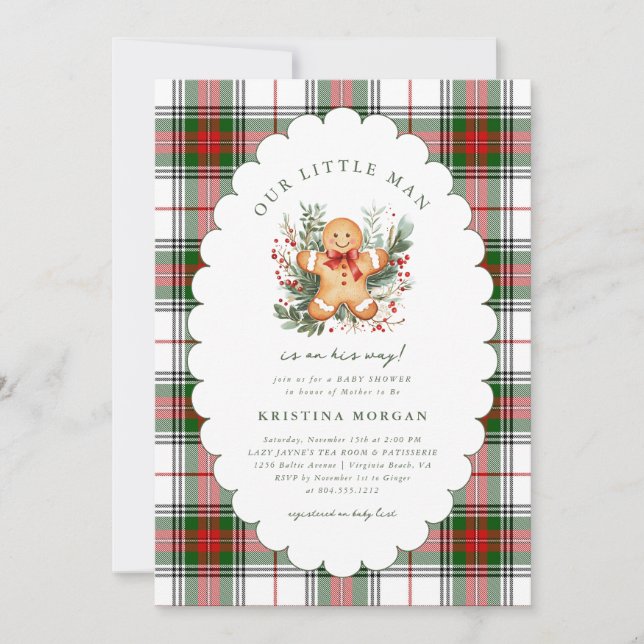 Christmas Gingerbread Baby Shower Invitation (Front)