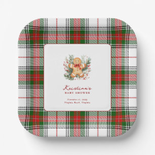 Christmas Gingerbread Baby Shower Paper Plate