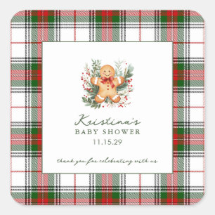 Christmas Gingerbread Baby Shower Square Sticker