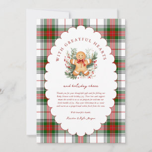 Christmas Gingerbread Baby Shower Thank You Card