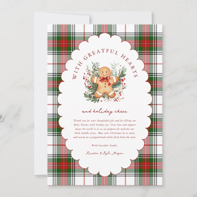 Christmas Gingerbread Baby Shower  Thank You Card (Front)
