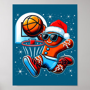 Christmas Gingerbread Basketball Player Fan Design Poster