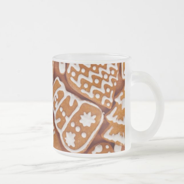 Christmas Gingerbread Biscuits Frosted Glass Coffee Mug (Right)