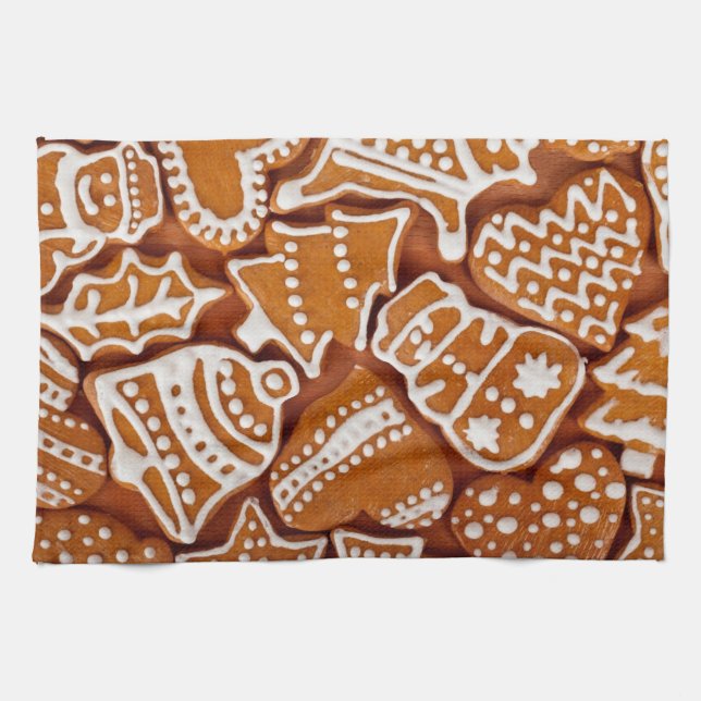 Christmas Gingerbread Biscuits Tea Towel (Horizontal)