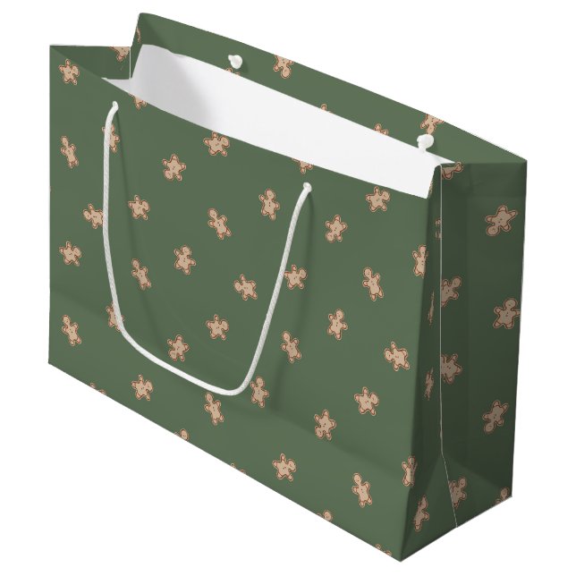 Christmas Gingerbread Boy Large Gift Bag (Front Angled)