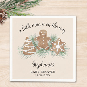 Christmas Gingerbread Boy's Baby Shower Napkin