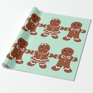 Christmas Gingerbread Boys Girls Wrapping Paper